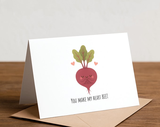 You Make My Heart Beet Greeting Card - Punny Foodie Card