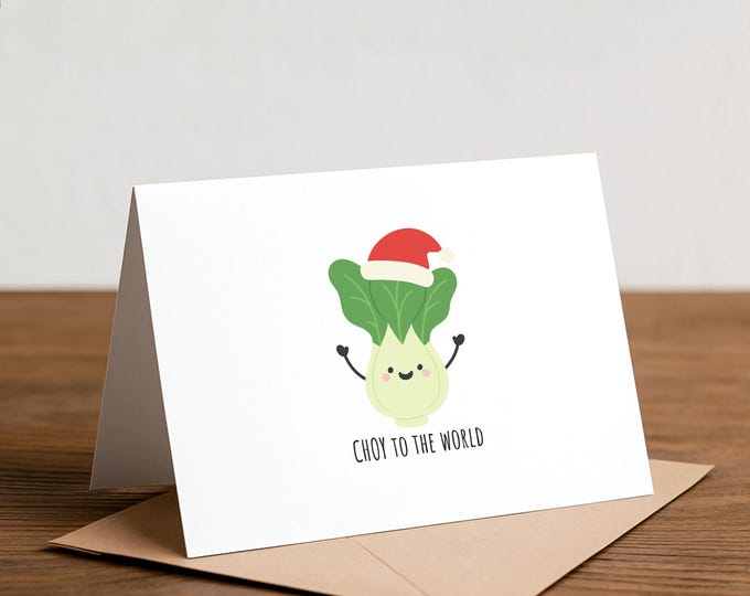Funny Bok Choy Christmas Card: Punny Veggie Holiday Greeting (A2 Size)