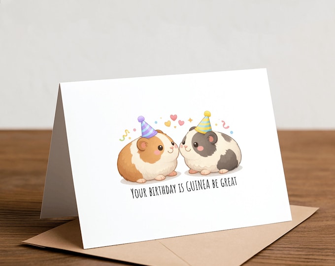 Funny Guinea Pig Birthday Card: Dad Joke Note Card