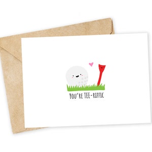 Eres TEE-riffic - Tarjeta de felicitación del Día del Padre, Tarjeta del Día del Padre, Tarjeta divertida, Tarjeta de amor, Padres, Juego de palabras, Tarjeta de golf, Agradecimiento