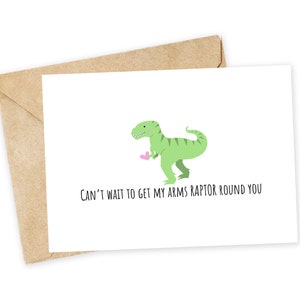 No puedo esperar a tener mis brazos RAPTOR alrededor de ti - Tarjeta de felicitación de Raptor, Tarjeta feliz, Tarjeta de T-Rex, Cumpleaños, Cuarentena, Larga distancia, Nos vemos pronto