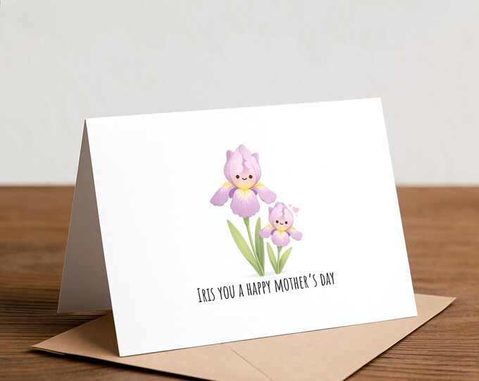 Iris Mother's Day Greeting Card: Handmade Floral Card
