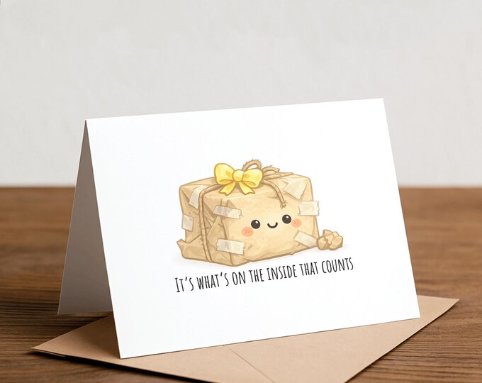 Funny Christmas Card - Pun Present Holiday Card, Wrap
