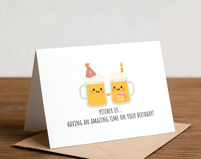 Funny Beer Birthday Card: Handmade Pun Greeting Card