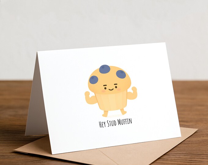 Stud Muffin Greeting Card: Punny Foodie Card