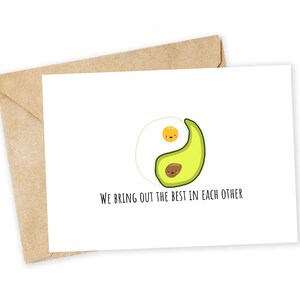 Avocado und Ei Grußkarte, Valentinstagskarte, handgemachte Karte, Wortspiel, Party, Paare