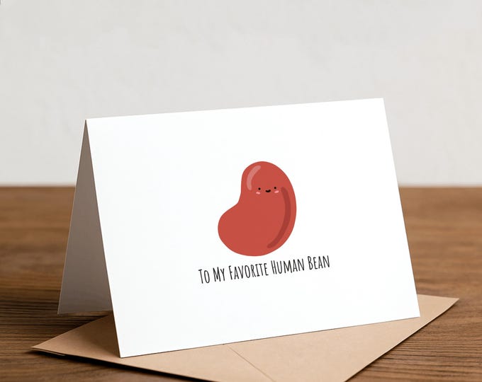 Human Bean Greeting Card: Punny Love Card