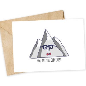 Vous êtes le PLUS INTELLIGENT - Félicitations, remise des diplômes, carte Punny, remise des diplômes, carte des sciences, nouveau diplômé, montagne, Everest