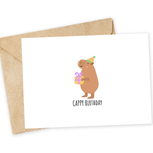 Cappy birthday  Capybara Birthday Card, Note Card, Funny birthday card, Aussie, Giant cavy rodent