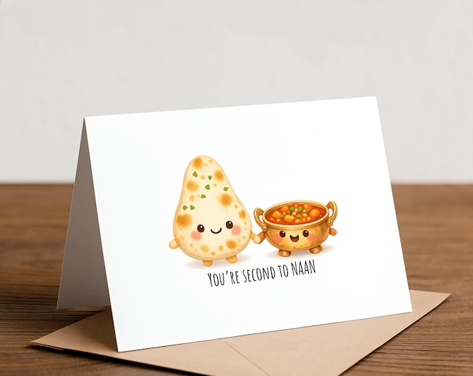 Funny Naan Indian Food Pun Card - Valentine's Day Card