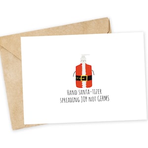 Hand SANTA-tizer - Tarjeta navideña linda, tarjeta navideña divertida, tarjeta navideña simple, Navidad divertida, difunde alegría, no gérmenes, Covid, desinfectante
