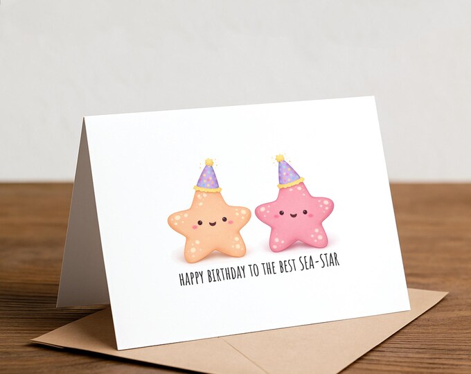 Starfish Birthday Card: Funny Sea Star Note Card