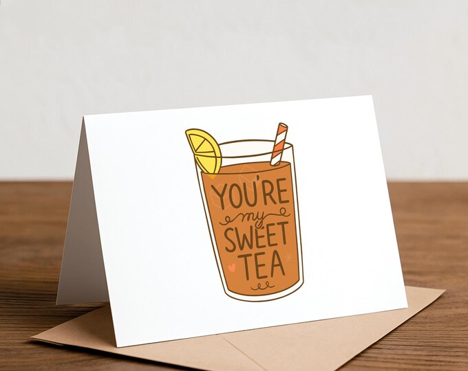 Sweet Tea Pun Greeting Card: Handmade Thank You Card