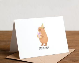 Funny Capybara Birthday Card: Aussie Cavy Rodent Note Card