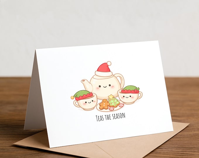 Tea Holiday Card - Teas the season, teapot
