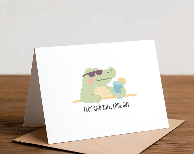 Alligator Father's Day Card, Handmade A2 Card
