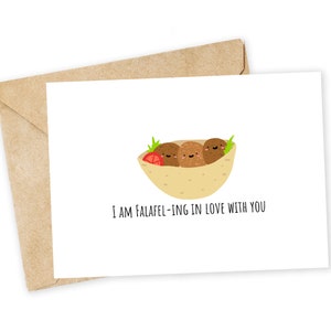 Falafel-ing amoureux de vous - Carte de voeux falafel, carte de Saint-Valentin, carte faite main, carte de gourmet, falafel, grec, méditerranéen