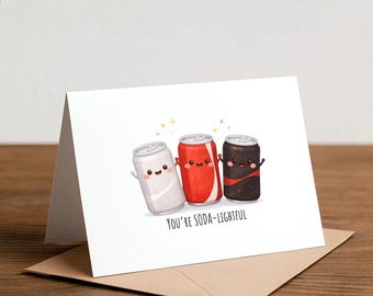 Cartão de felicitações com trocadilho com refrigerante: Coca-Cola, Aniversário, Agradecimento