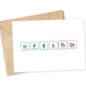 Feliz Aniversário - Tabela periódica dos elementos - Cartão de aniversário de química, Aniversário engraçado, Professor de ciências, Cartão de aniversário de ciências, Professor, Assistente de ensino
