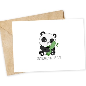 OH SHOOT you're cute - Panda Grußkarte, Glückskarte, Love You, Bambusspross, Pflanze, kawaii