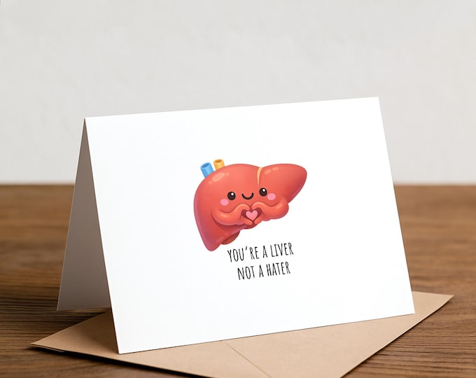 Punny Liver Card, General Surgery, Anatomy Greeting Card, Science Humor