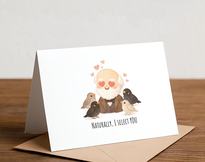 Charles Darwin Valentine's Day Card: Funny Science Pun