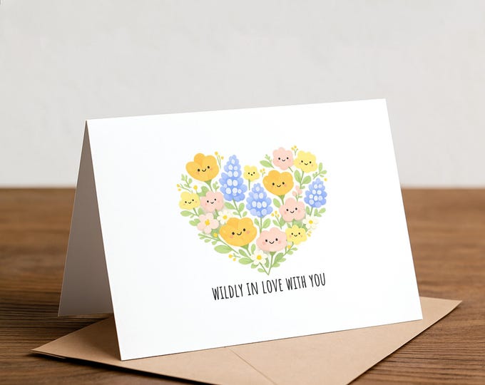 Wildflower love card, Handmade Pun Card, wildflowers, california poppies, nature lover