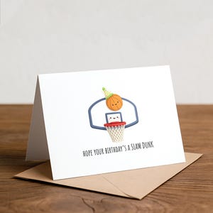 Funny Basketball Birthday Card: Slam Dunk Pun, Handmade
