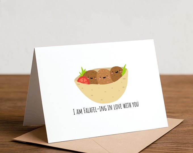 Falafel Love Greeting Card: Handmade Foodie Valentine