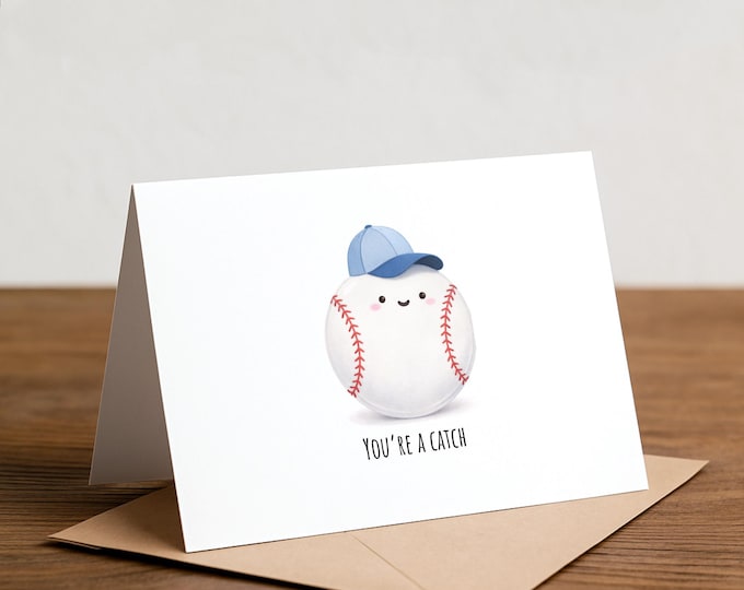 You're a Catch Baseball Birthday Card - Handmade Sports Card