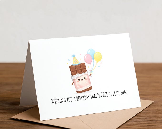 Chocolate Birthday Card: Funny Pun, Handmade Foodie Card