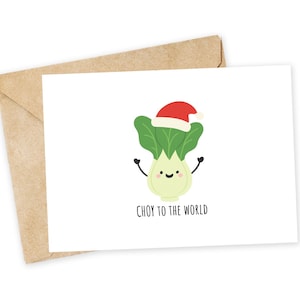 CHOY to the world - Cute Christmas Card, Funny Christmas Card, Simple Holiday Card, Punny Christmas Card, Veggie Pun Card