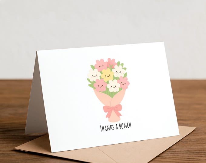 Flower Bouquet Thank You Card: Handmade Friendship Greeting