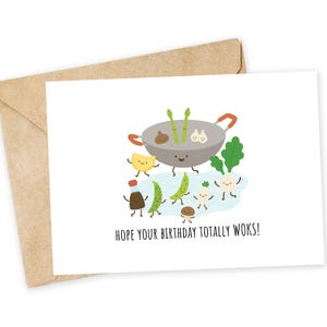 J'espère que votre anniversaire FONCTIONNE totalement ! - Carte d'anniversaire, anniversaire drôle, mignon, drôle, rôti, wok, fin gourmet, chef cuisinier, légumes