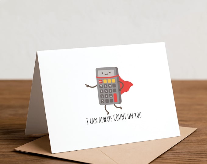 Calculator Pun Birthday Card: Funny Dad Joke Handmade Greeting Card