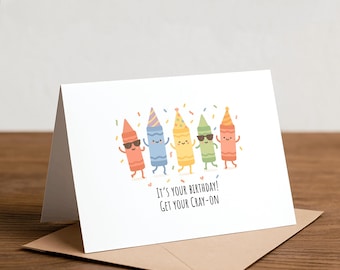 Crayon Pun Birthday Card: Handmade Happy Card