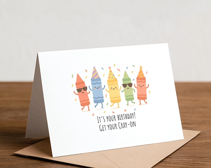 Crayon Pun Birthday Card: Handmade Happy Card