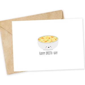 Happy BROTHday - Hühner-Nudelsuppe Grußkarte, Lustige Geburtstagskarte, Brühe, Suppe, Hühner-Nudelsuppe, Sick day, Comfort Food
