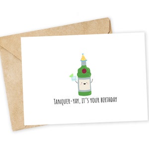 Tanquer-YAY c'est votre anniversaire - Carte de voeux gin, carte de correspondance, carte d'anniversaire drôle, Tanqueray, gin tonic, anniversaire, boissons, anniversaire de bâillon