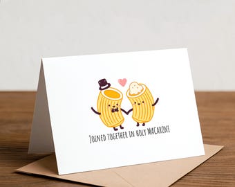 Heilige Macaroni-trouwkaart: Punny-vrijgezellenfeest