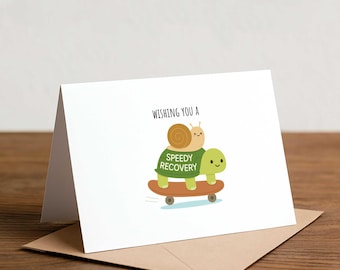 Speedy Recovery Card: Turtle & Snail Get Well Soon
