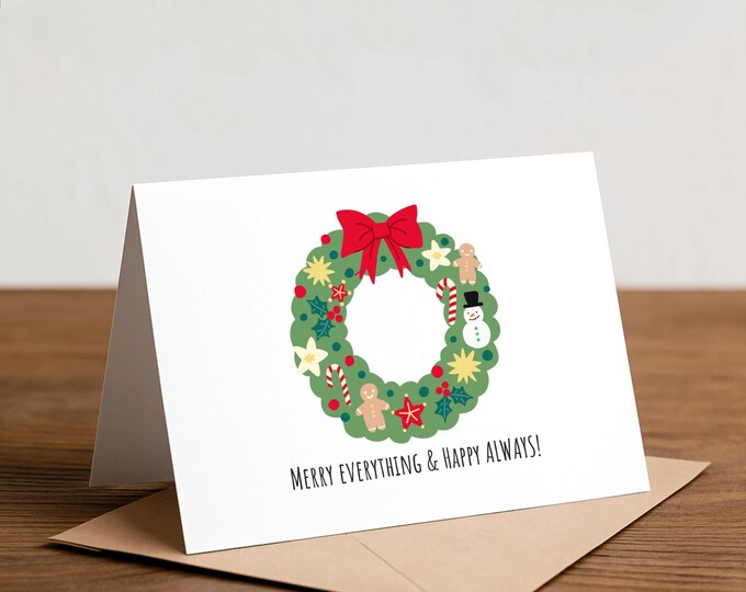 Funny Christmas Wreath Card - Handmade Holiday Card