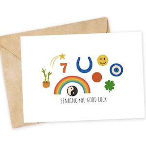 Je vous souhaite bonne chance ! - Porte-bonheur carte de voeux, carte de correspondance, carte drôle, carte d'amour, merci, nouveau départ, nouveau travail, déménagement