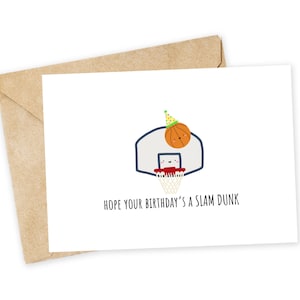Hope your birthday's a SLAM DUNK - Lustige Geburtstagskarte, Basketball Karte, Handgemachte Karte, Punny Grußkarte, Slam Dunk, Athlet