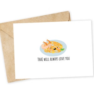 Thai love you - Pad Thai Grußkarte, Valentinstag, Karte, handgemachte Karte, Foodie Karte, Pad Thai, thailändisches Essen, Withney Houston