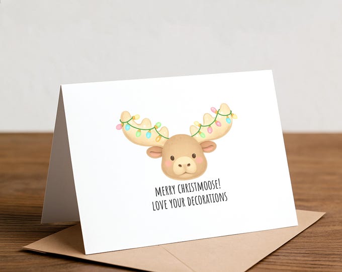 merry christmoose! Holiday Card – Neighbor card, christmas lights