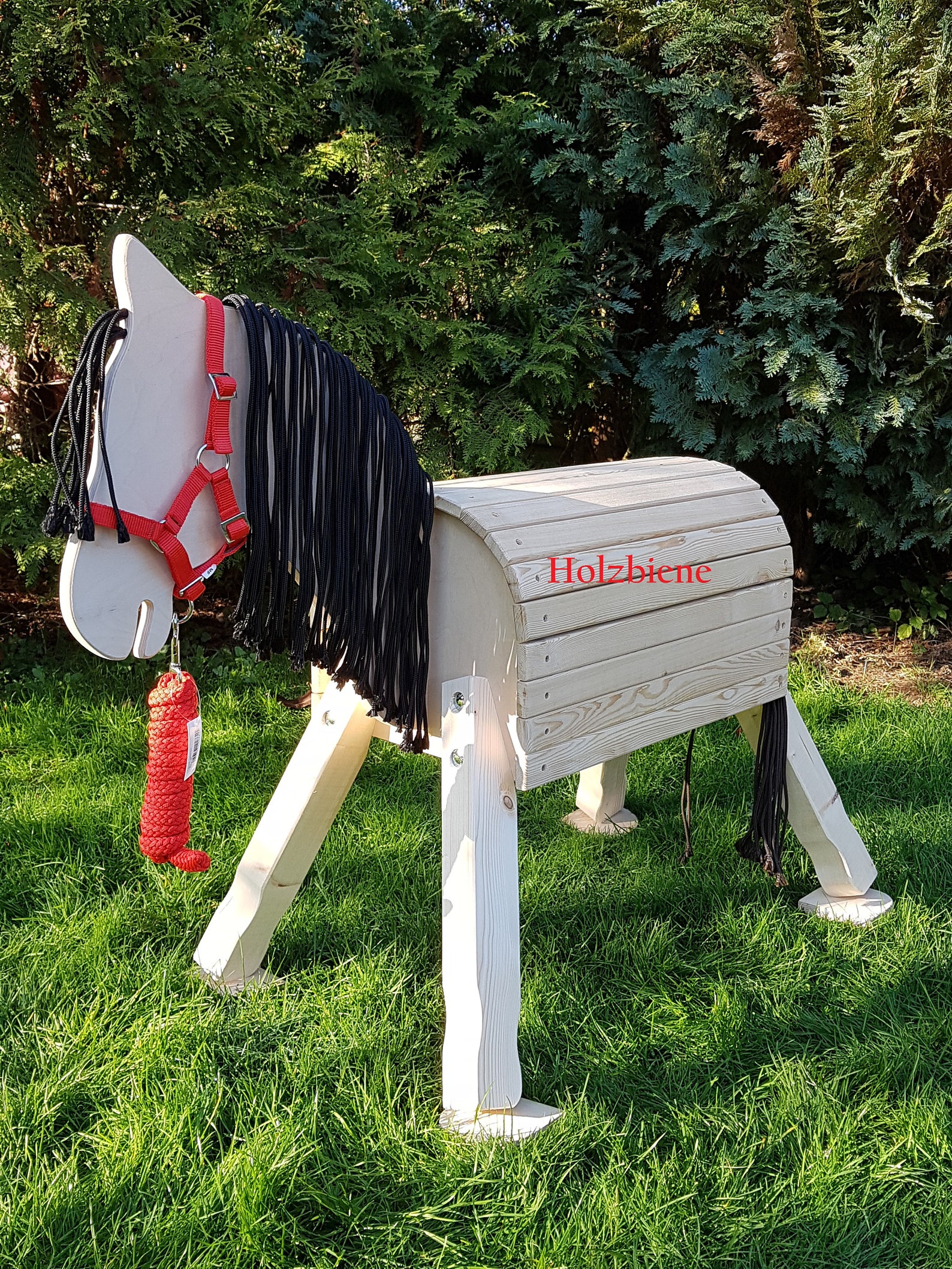 spielzeug für pferde holz Holzpferd, Holzpony, 70cm zum selbst gestalten inkl. Halfter und Strick