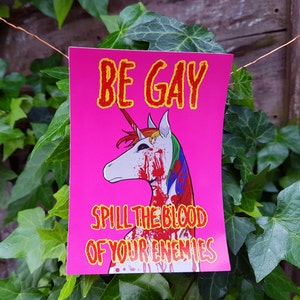 Be Gay, Spill the Blood of Your Enemies LGBTQ Pride Sticker Be Gay, Do Crime image 1