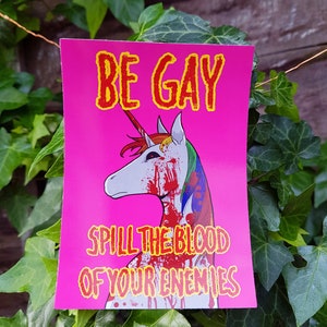 Be Gay, Spill the Blood of Your Enemies LGBTQ Pride Sticker Be Gay, Do Crime image 2