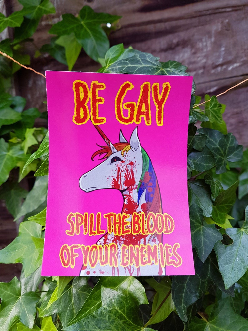 Be Gay, Spill the Blood of Your Enemies LGBTQ Pride Sticker Be Gay, Do Crime imagen 2